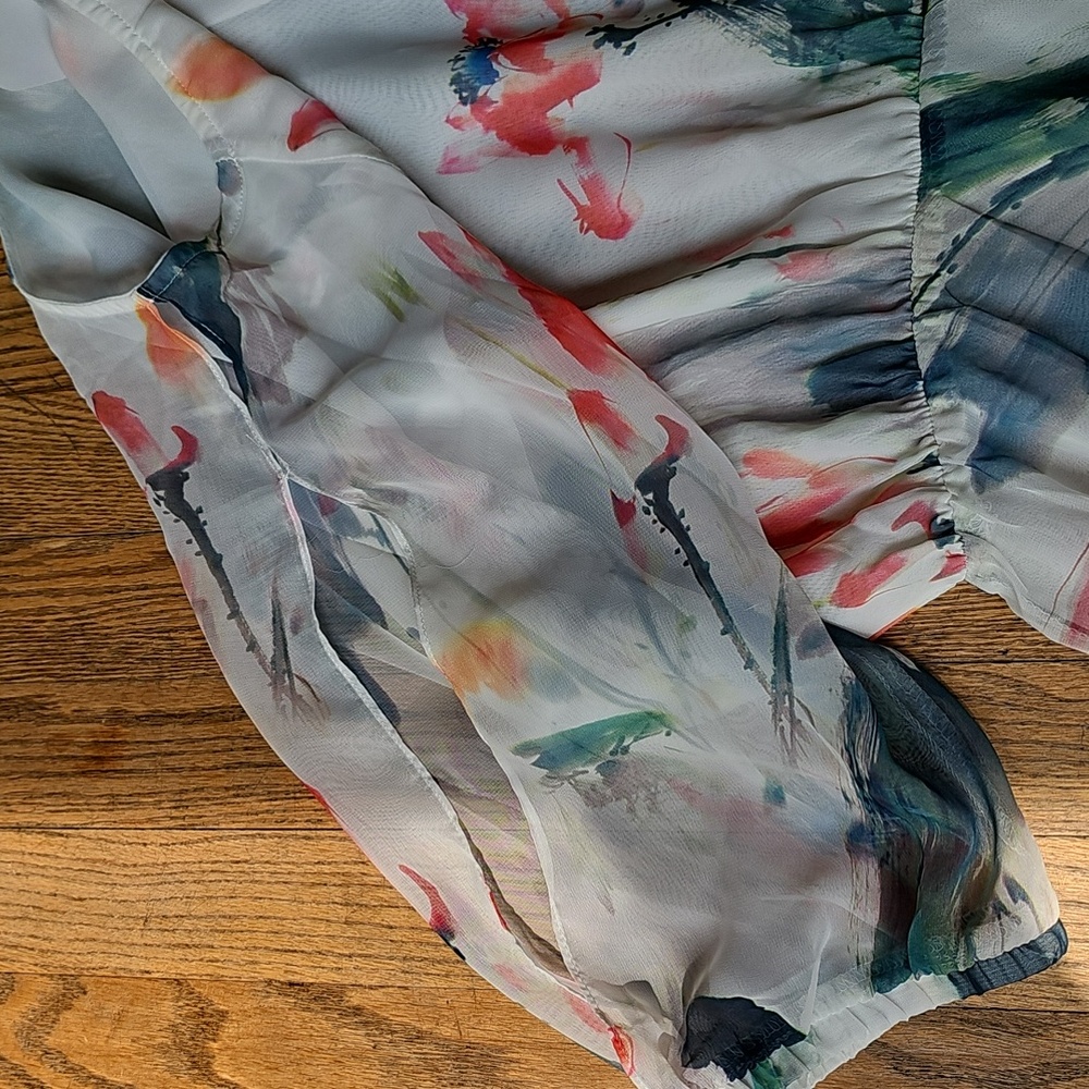 ChicWish Paint In Grace Flowy Watercolor Maxi Dress Size L - Picture 7 of 8